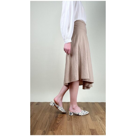 Vintage Diane Von Furstenberg Linen Silk Midi Skirt Asymmetrical Whimsigoth Boho - Picture 3 of 8